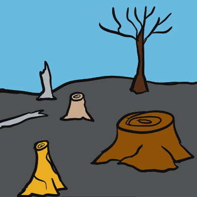 Comic of tree stumps