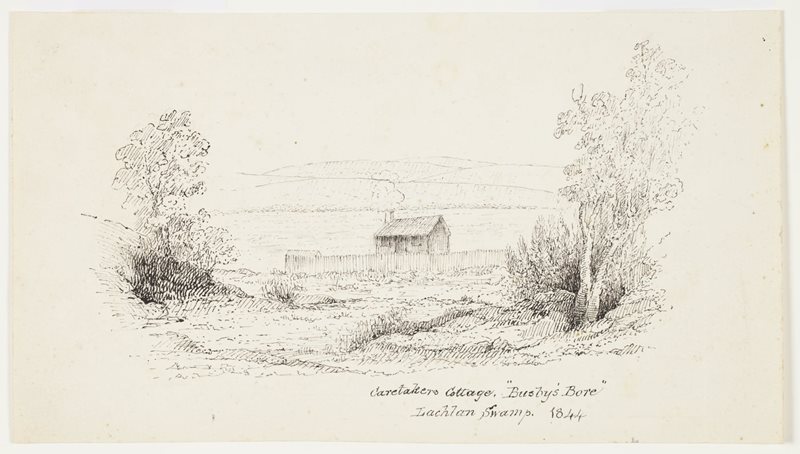 Caretakers Cottage, Busby's Bore, Lachlan Swamp 1844.jpg