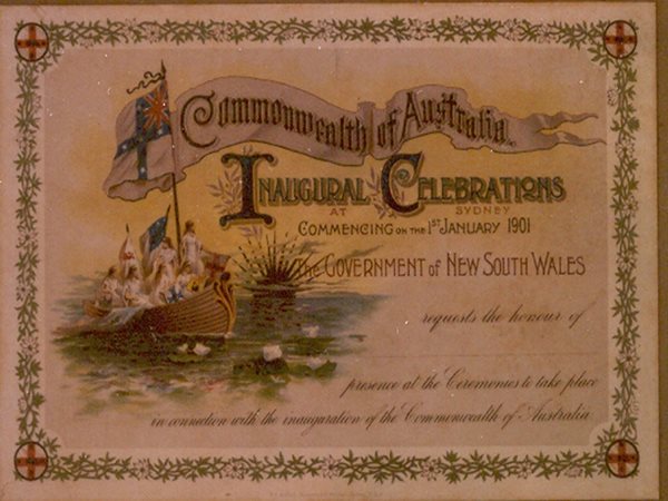 invitation to the innaguration of australia, sydney history, australia history, centennial park