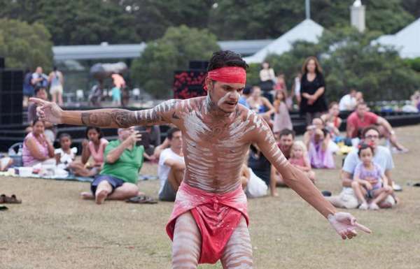 Despite the 'weather gods' throwing down a challenge, around 1,200 people still came to see the start of The Light Garden. Opening the event was Sean Ryan and the Sunset Ceremonial Group with an acknowledgement to Country.